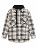 Check-pattern hooded jacket