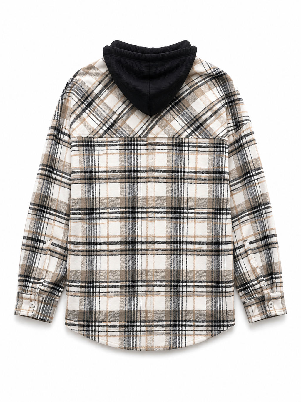 Check-pattern hooded jacket