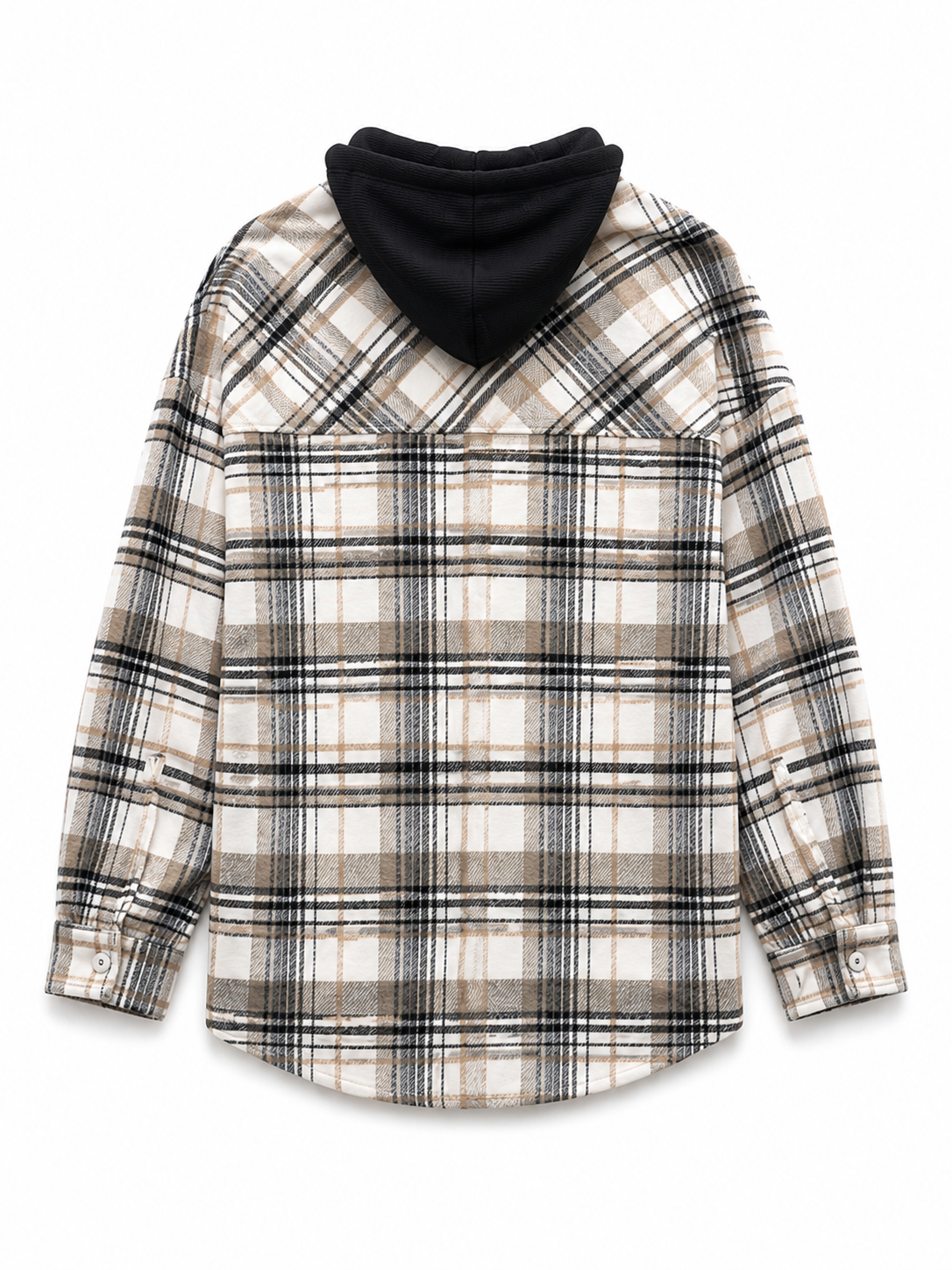 Check-pattern hooded jacket