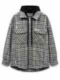 Check-pattern hooded jacket