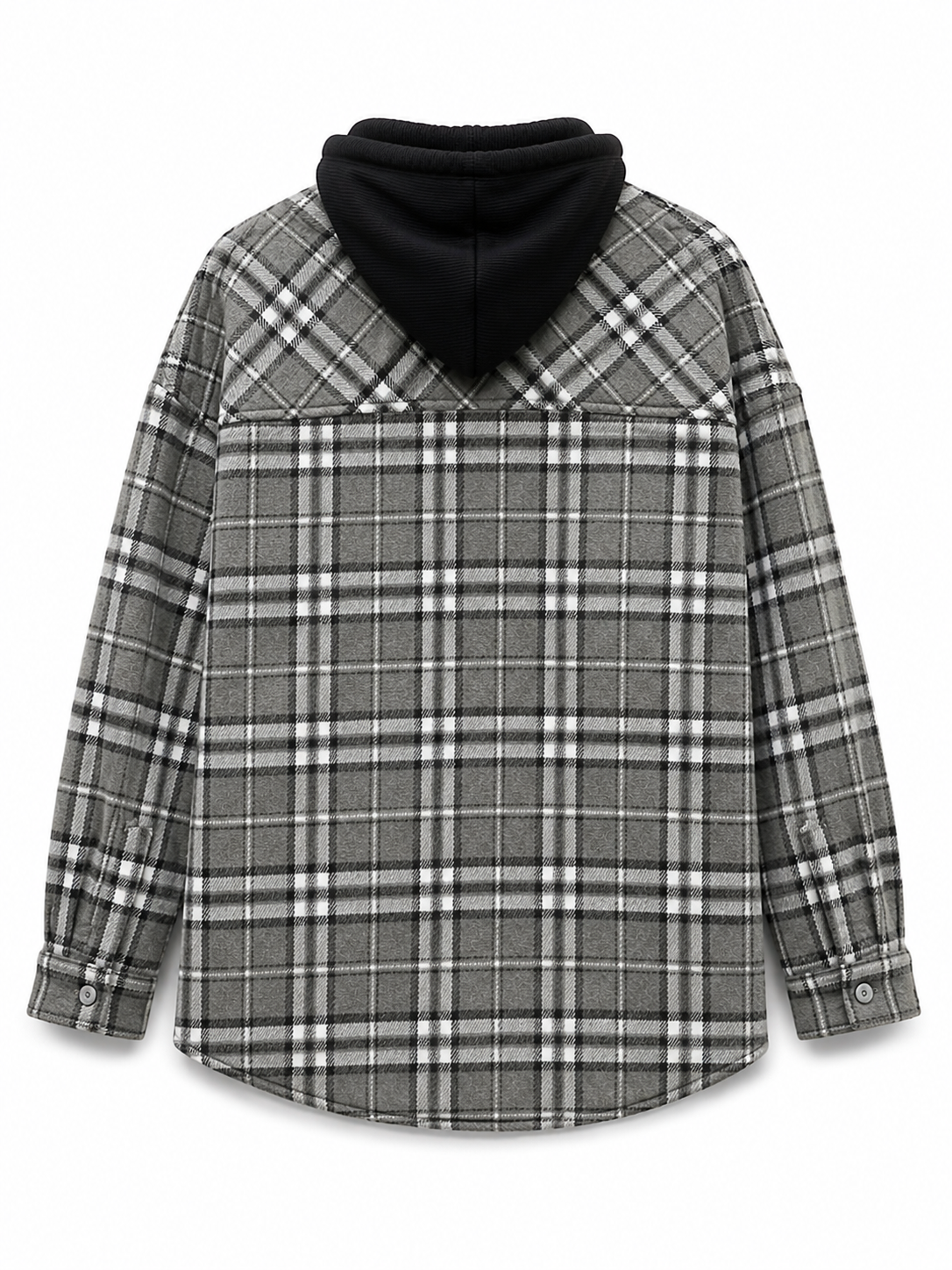 Check-pattern hooded jacket