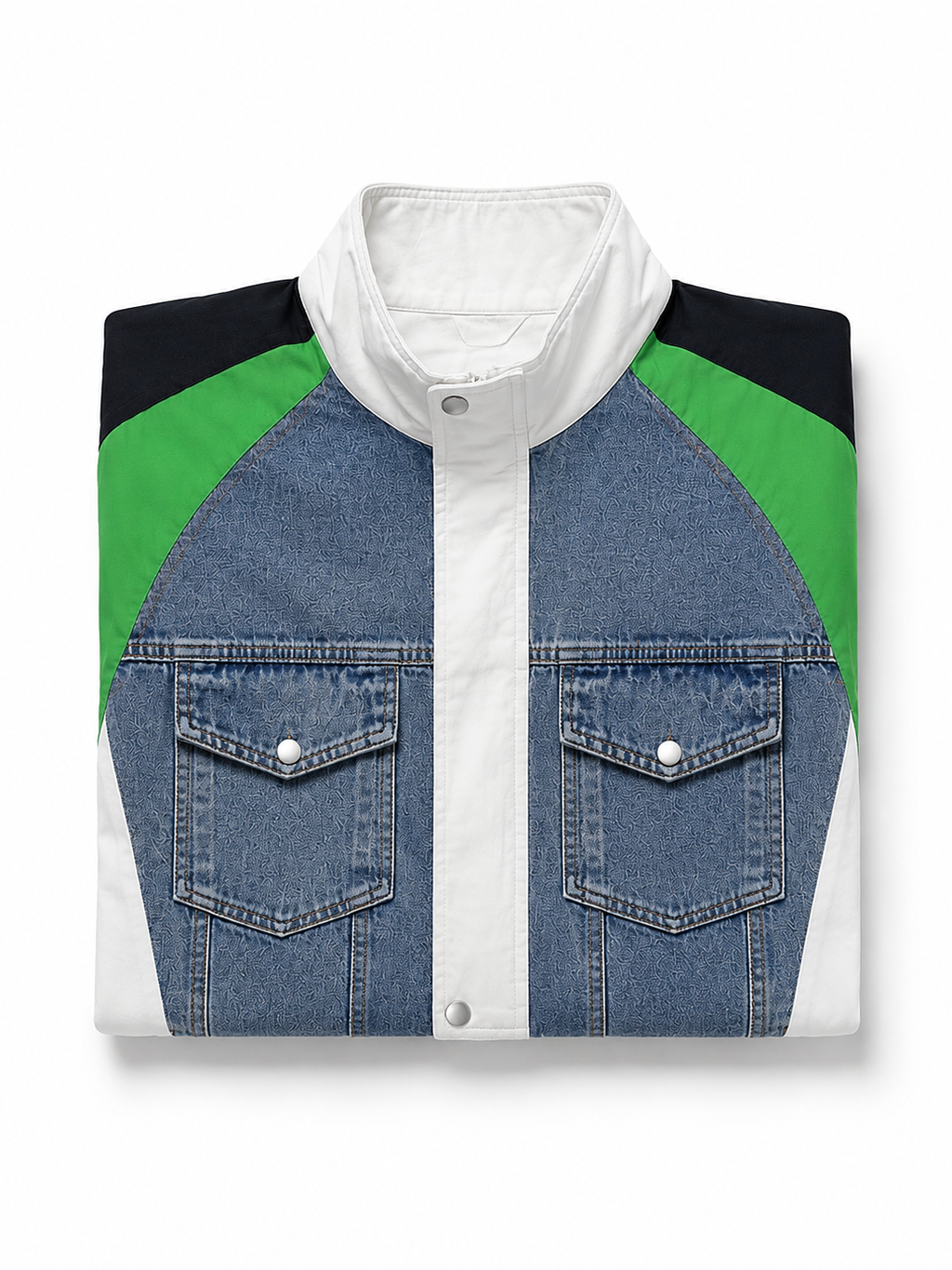 Sporty windbreaker with denim accents