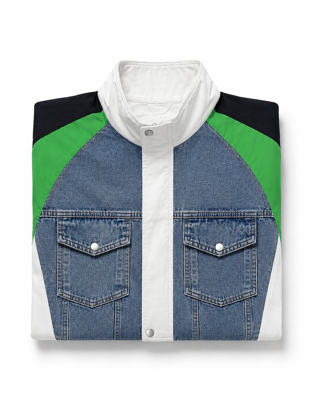 Sporty windbreaker with denim accents